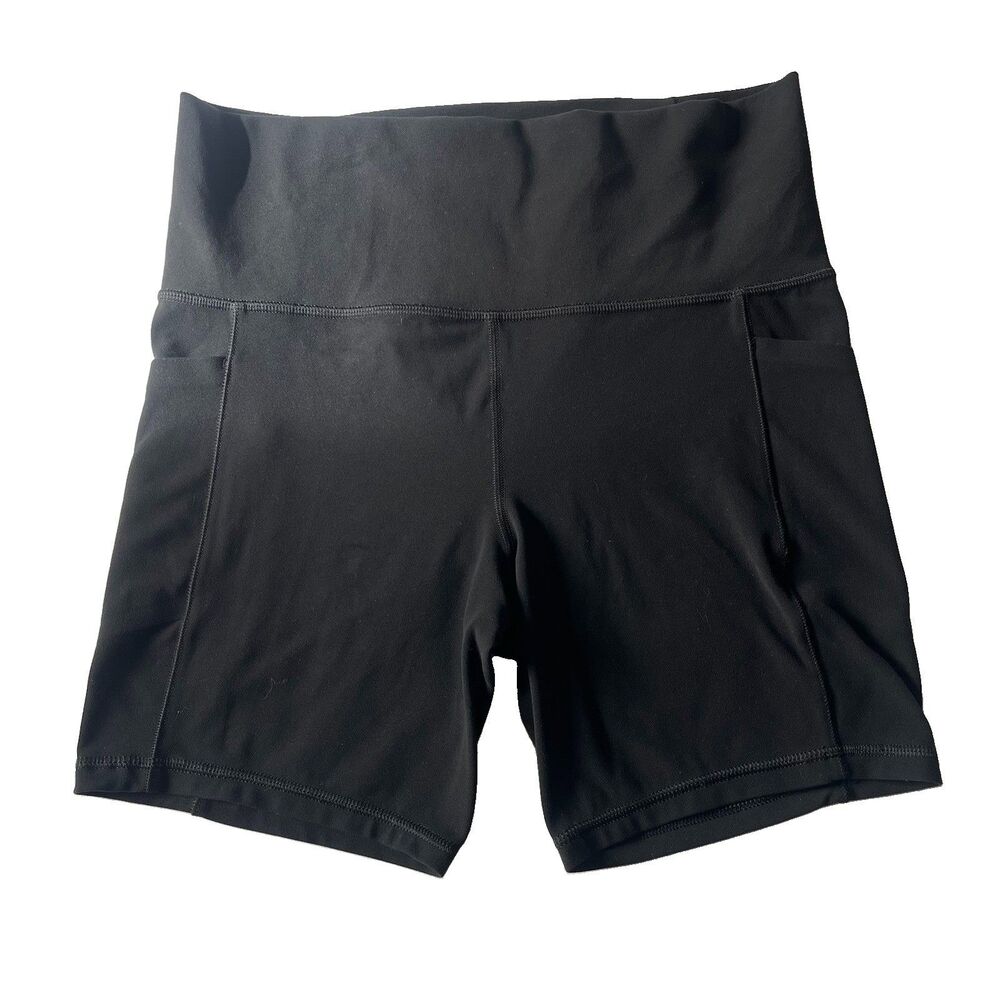 Athleta Salutation Stash 7 Pocket Short Black High Rise Yoga Biker Shorts Medium